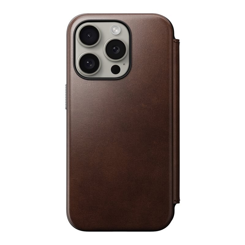 Image of Nomad iPhone 15 Pro Modern Horween Leather Folio MagSafe Rustic Brown