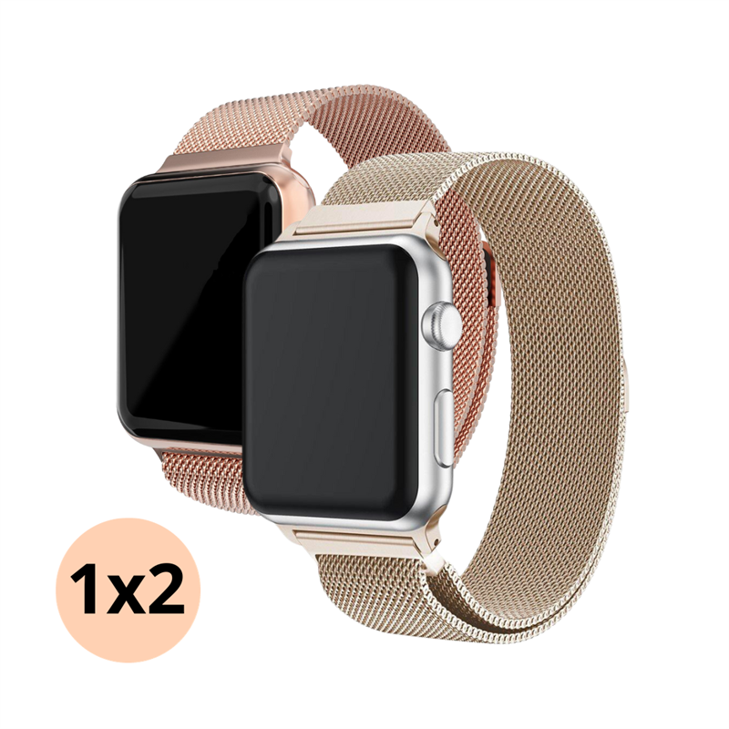 Image of Apple Watch Series 10 42mm Kit Armband Milanese Loop champagneguld & roséguld