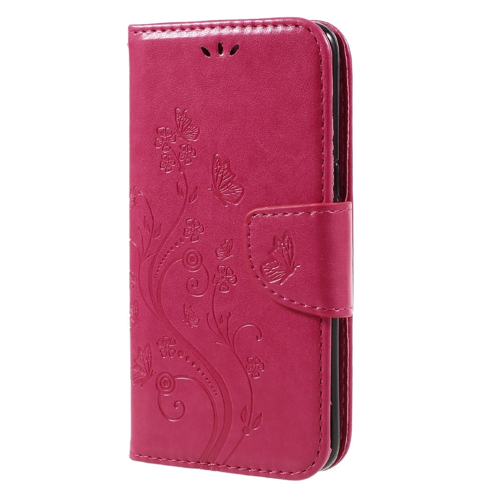 Läderfodral Fjärilar Samsung Galaxy S8 rosa