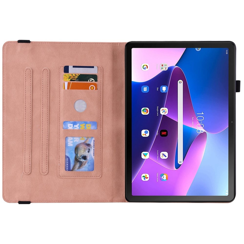 Läderfodral Fjärilar Lenovo Tab M10 Plus (3rd gen) rosa