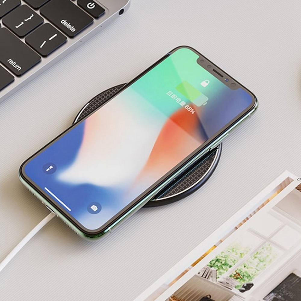 15W Tunn Trådlös Laddningsplatta svart