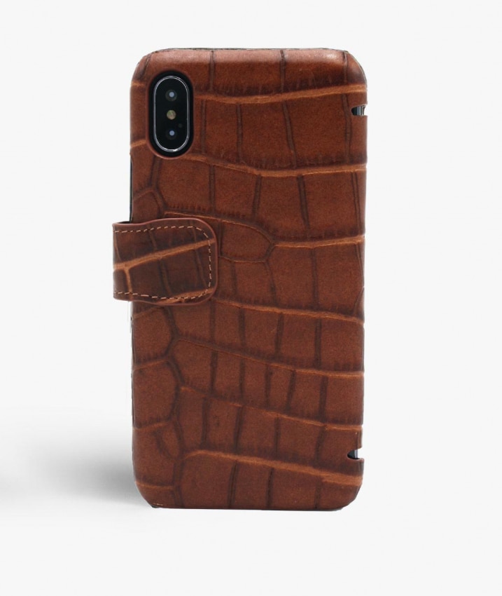 Plånboksfodral iPhone X/XS Lizard Cognac