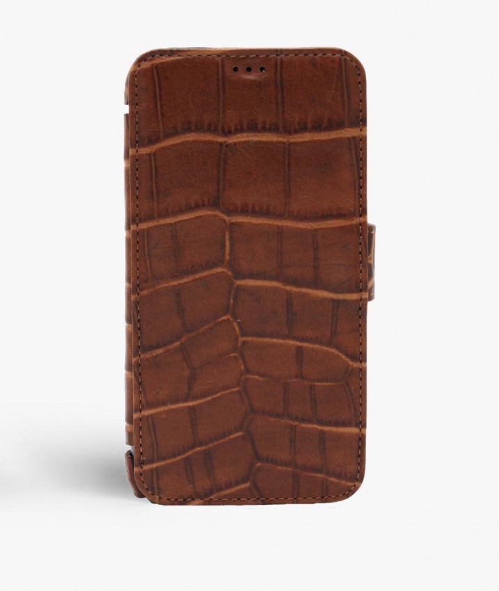 Plånboksfodral iPhone X/XS Lizard Cognac