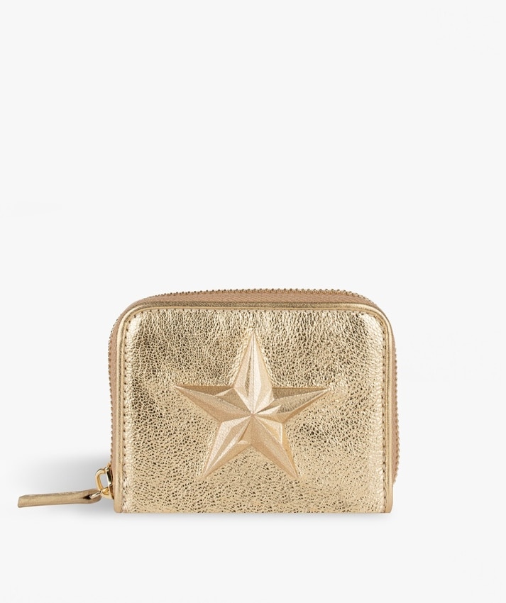 Zip Wallet Star Metallic Gold