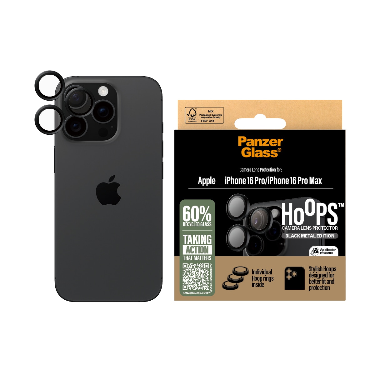 iPhone 16 Pro Max Hoops Camera Lens Protector Svart