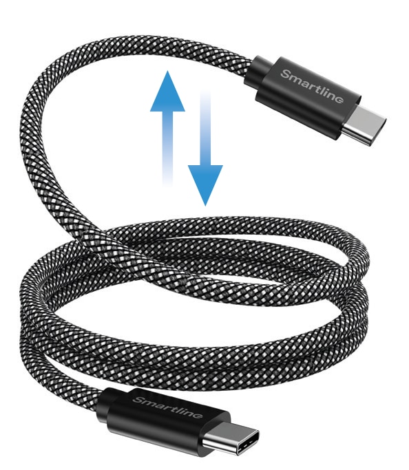 Magnetisk USB-C -> USB-C Kabel 1m svart