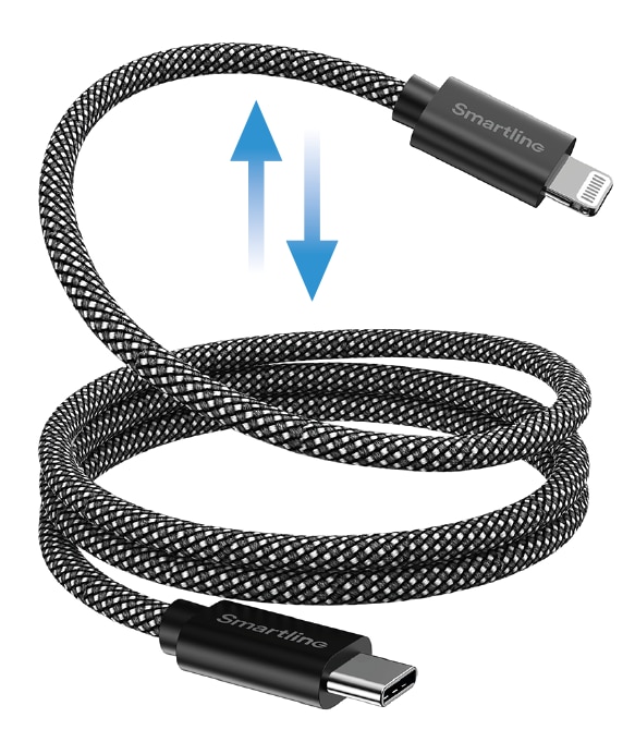 Magnetisk USB-C -> Lightning Kabel 1m svart