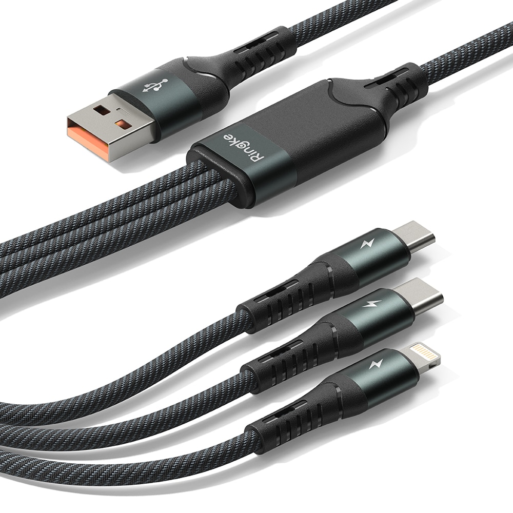 3-in-1 Fast Charging Multi Kabel svart