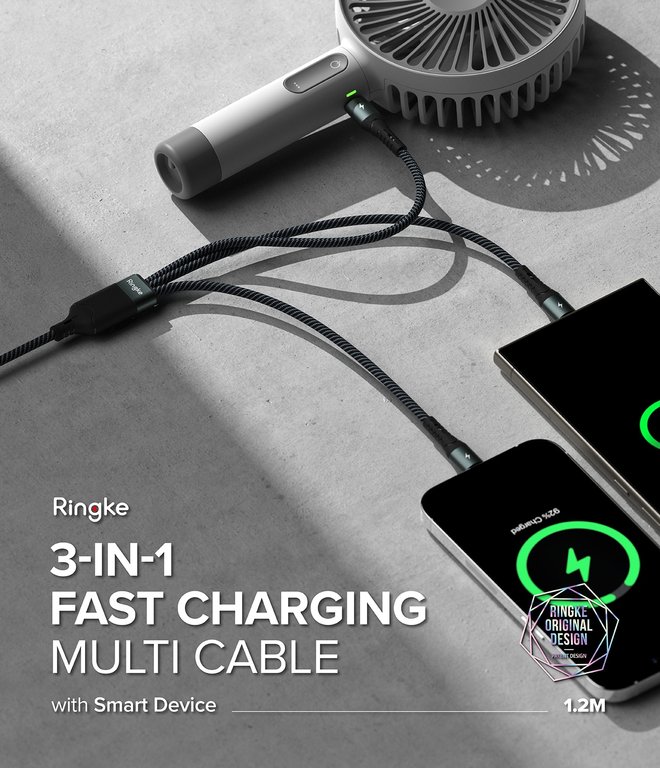 3-in-1 Fast Charging Multi Kabel svart