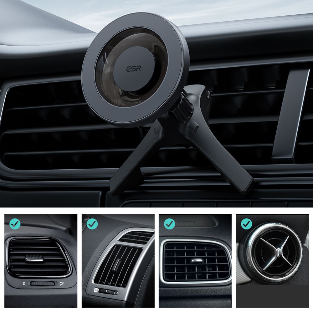 ESR HaloLock till MagSafe-billaddare för bilmonteringsladdare [15 W  snabbladdning], trådlös MagSafe-billaddare för luftventil, magnetisk