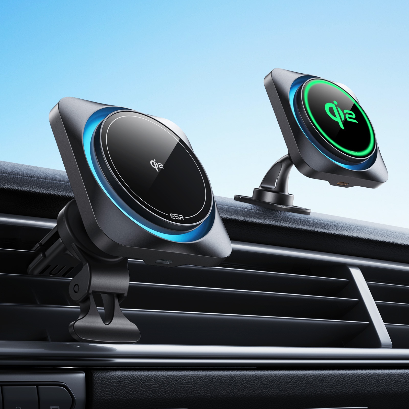 Qi2 HaloLock CryoBoost Wireless Car Charger svart