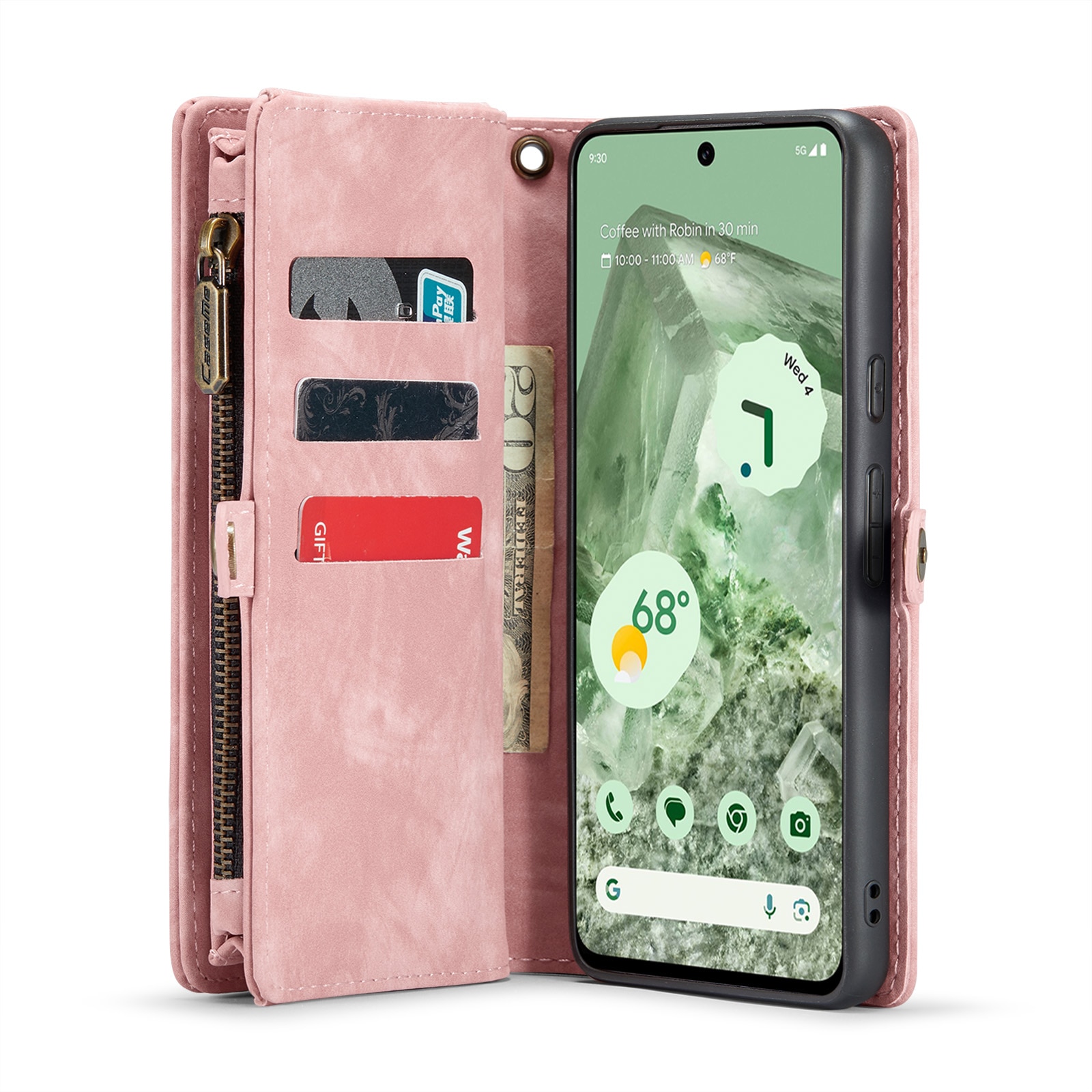 Multi-slot Plånboksfodral Google Pixel 8a rosa