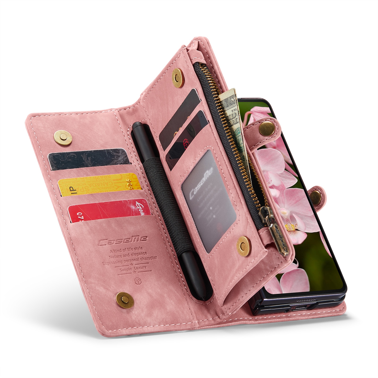 Multi-slot Plånboksfodral Samsung Galaxy Z Fold 6 rosa