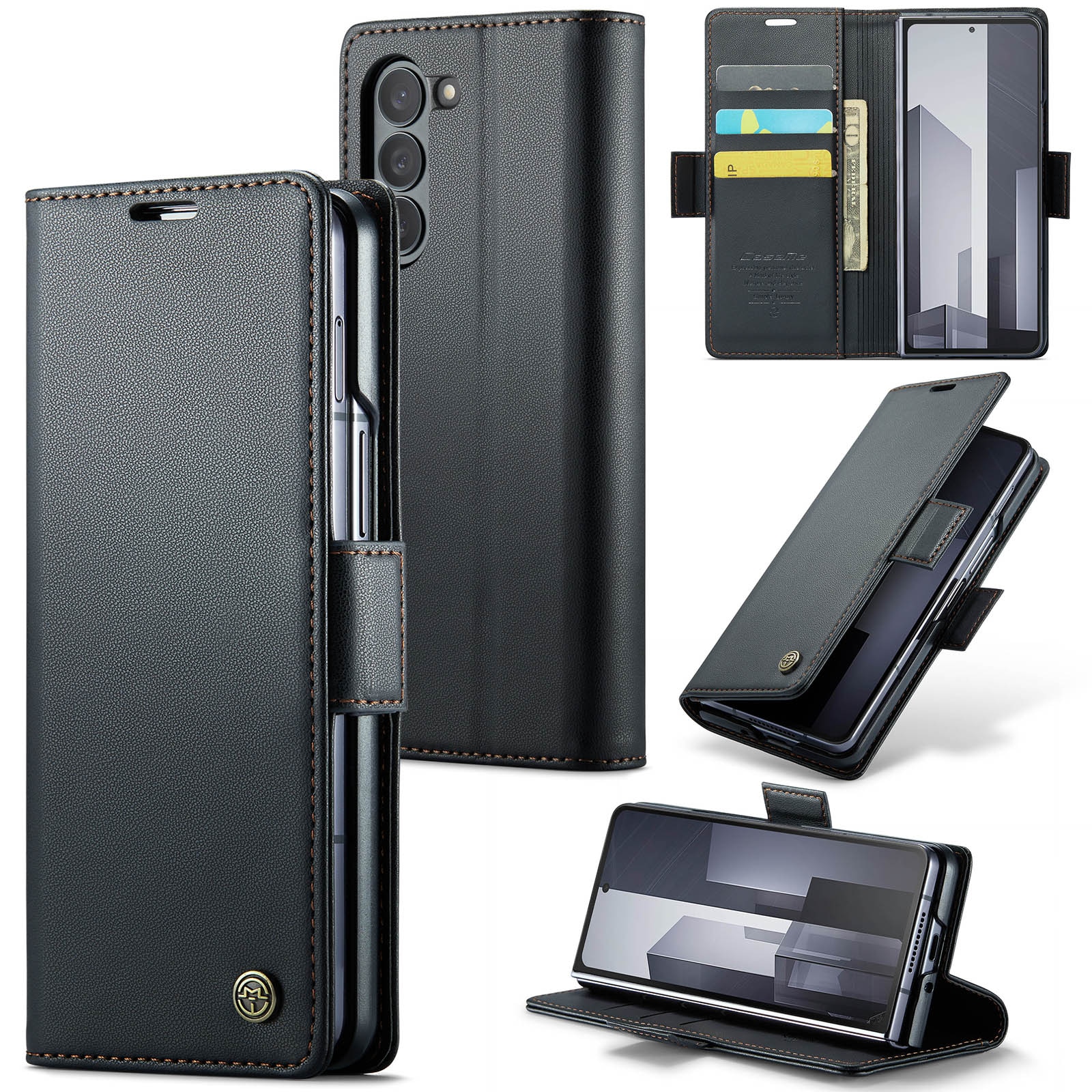 Slim Plånboksfodral RFID-skydd Samsung Galaxy Z Fold 6 svart