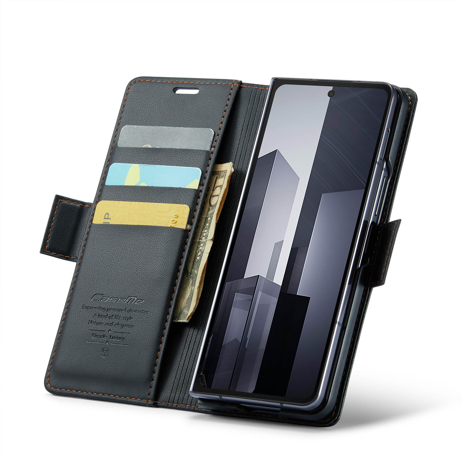 Slim Plånboksfodral RFID-skydd Samsung Galaxy Z Fold 6 svart