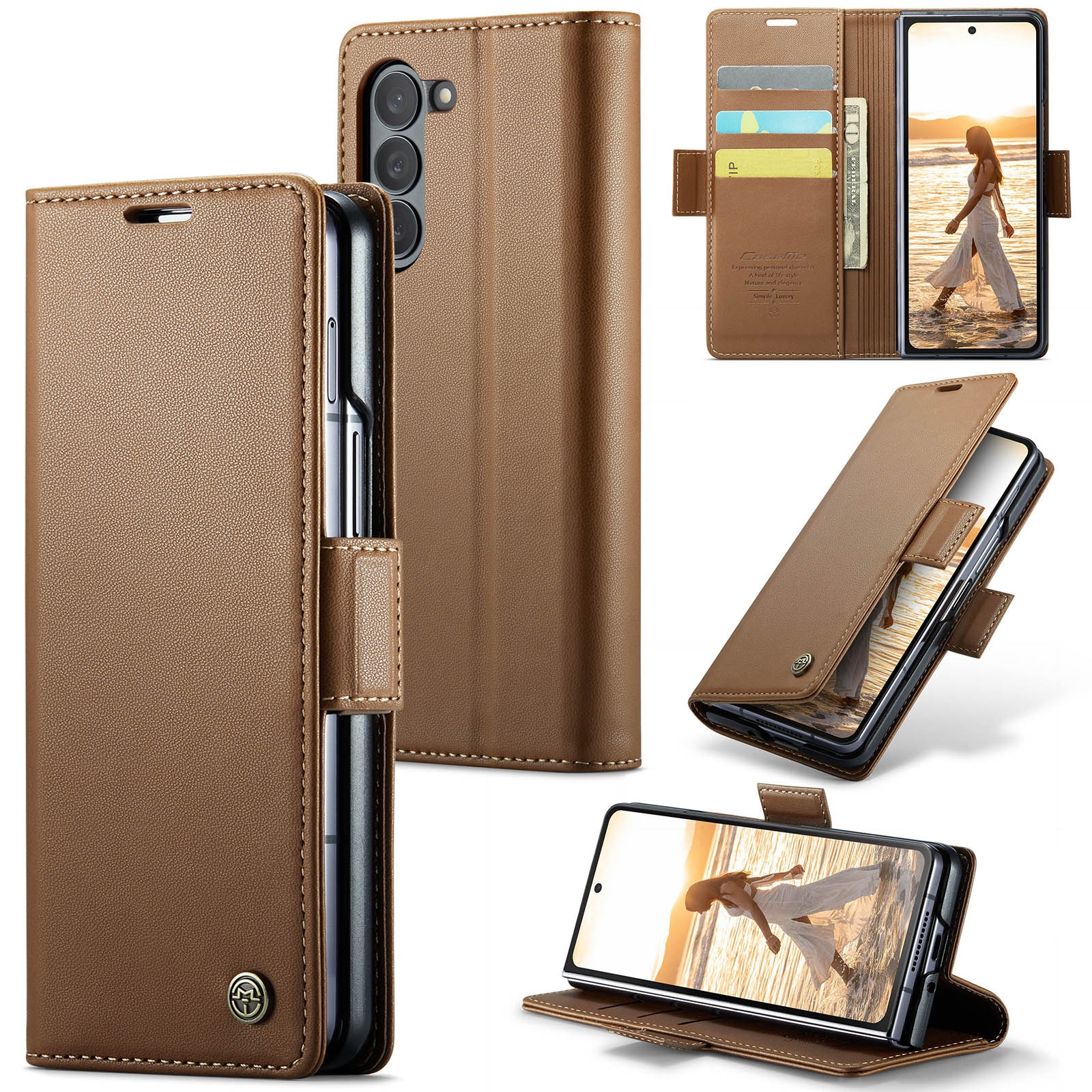 Slim Plånboksfodral RFID-skydd Samsung Galaxy Z Fold 6 brun