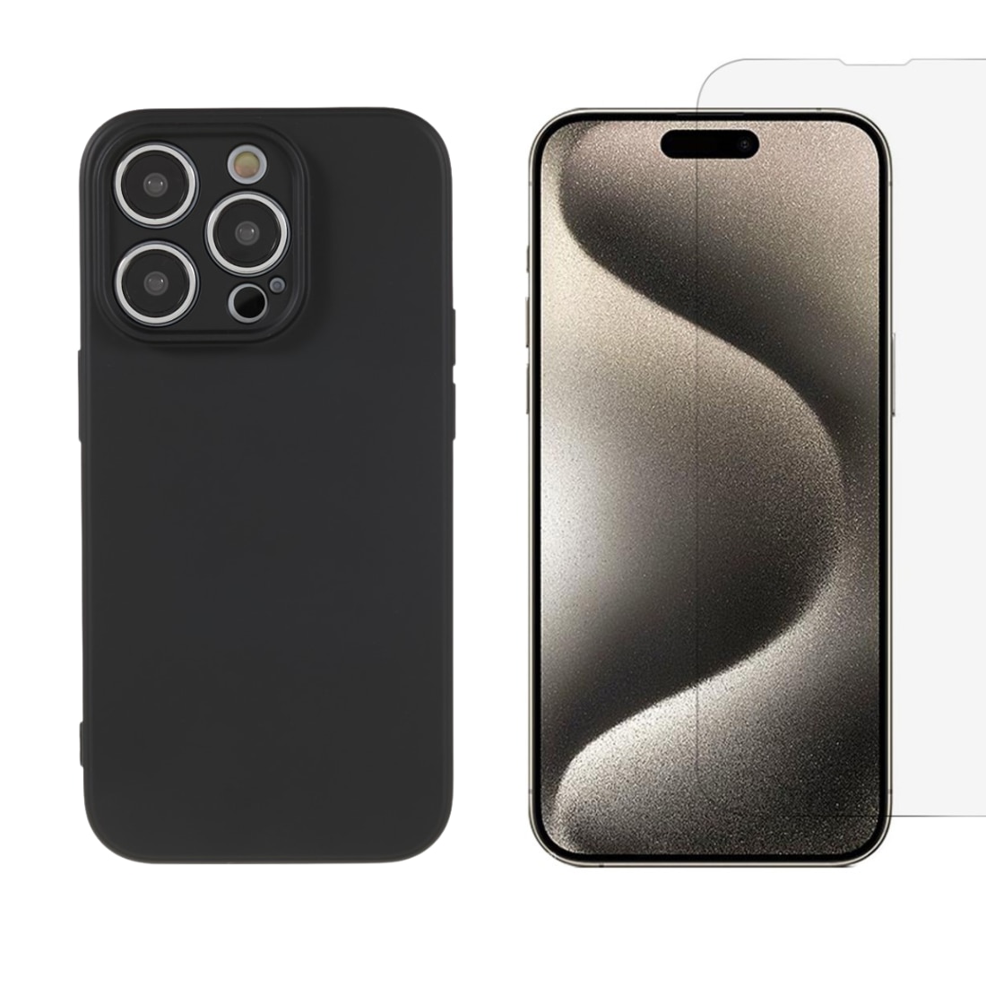 iPhone 15 Pro Kit med TPU-skal och Skärmskydd