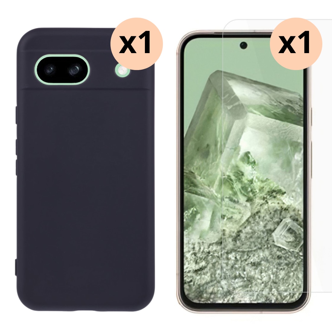 Google Pixel 8a Kit med TPU-skal och Skärmskydd