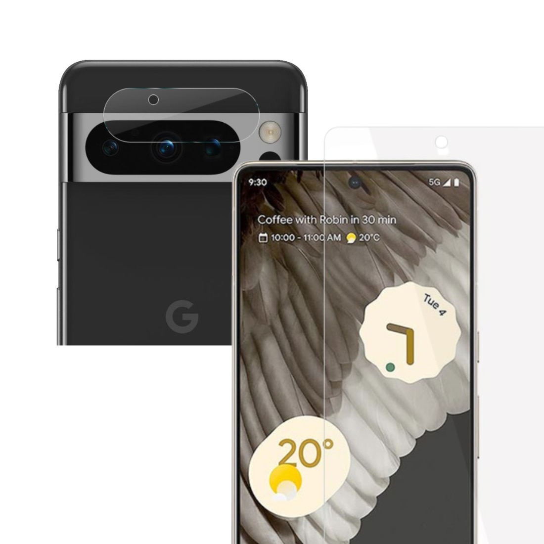 Google Pixel 8 Pro Kameraskydd och Skärmskydd Härdat Glas