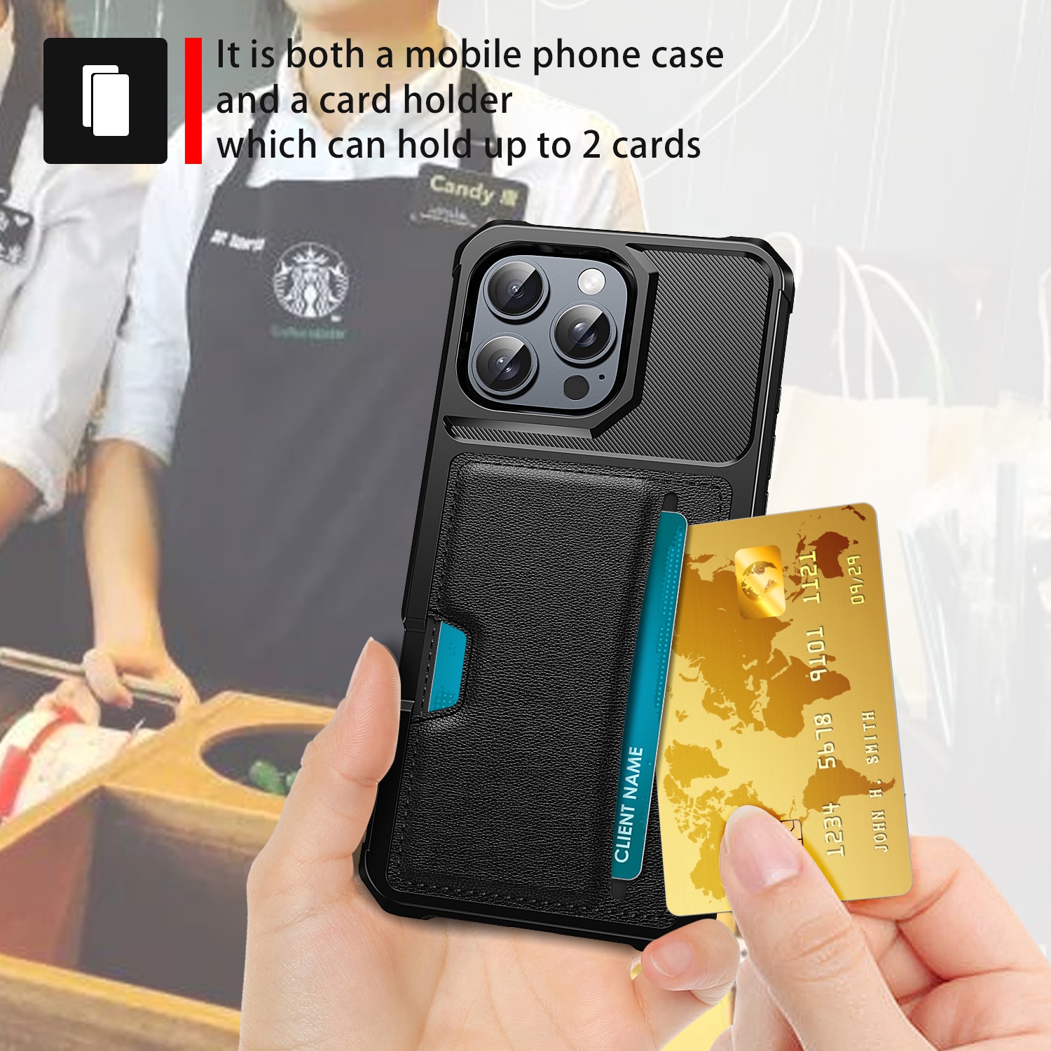 Tough Card Case iPhone 16 Pro Max svart