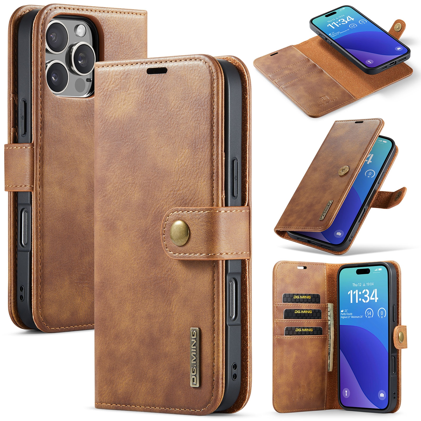 Magnet Wallet iPhone 16 Pro Cognac