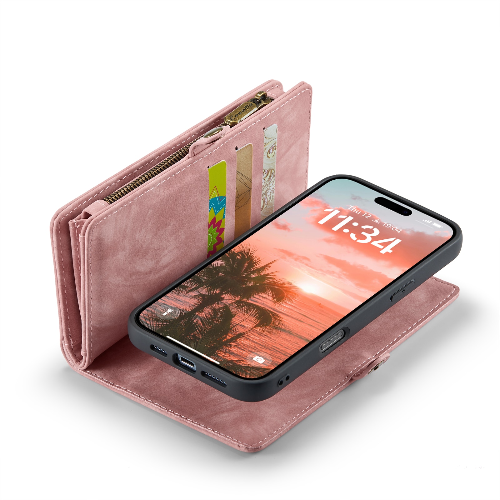 Multi-slot Plånboksfodral iPhone 16 rosa