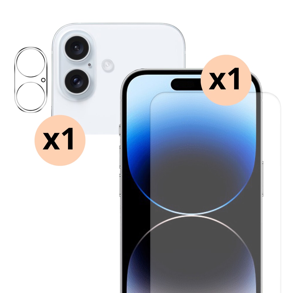 iPhone 16 Plus Kameraskydd och Skärmskydd Härdat Glas