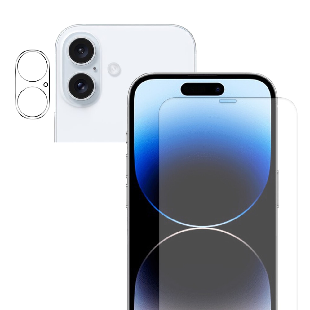 iPhone 16 Kameraskydd och Skärmskydd Härdat Glas