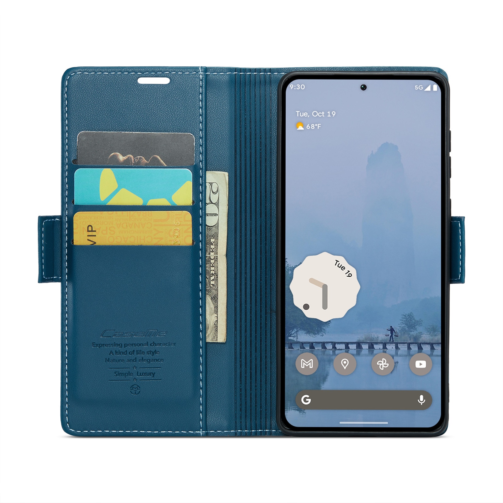 Slim Plånboksfodral RFID-skydd Google Pixel 9 Pro XL Blå