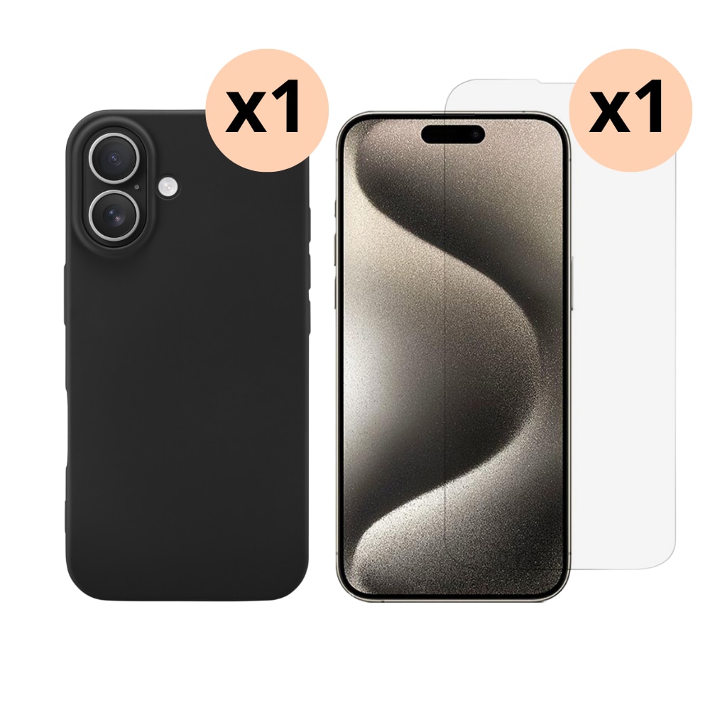 iPhone 16 Kit med TPU-skal och Skärmskydd