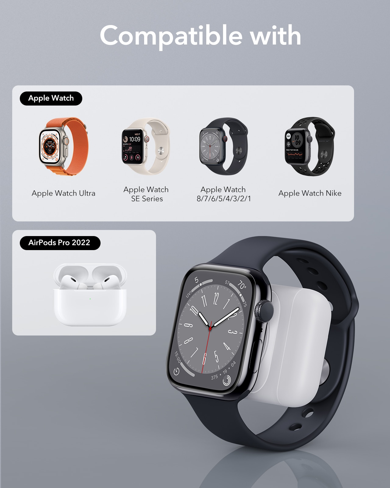 Portabel Apple Watch Laddare vit