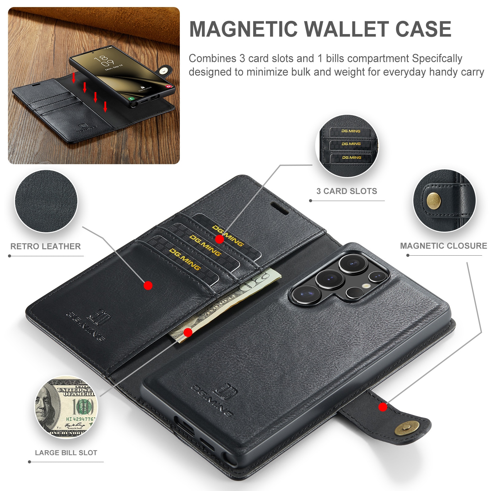 Magnet Wallet Samsung Galaxy S25 Ultra Black