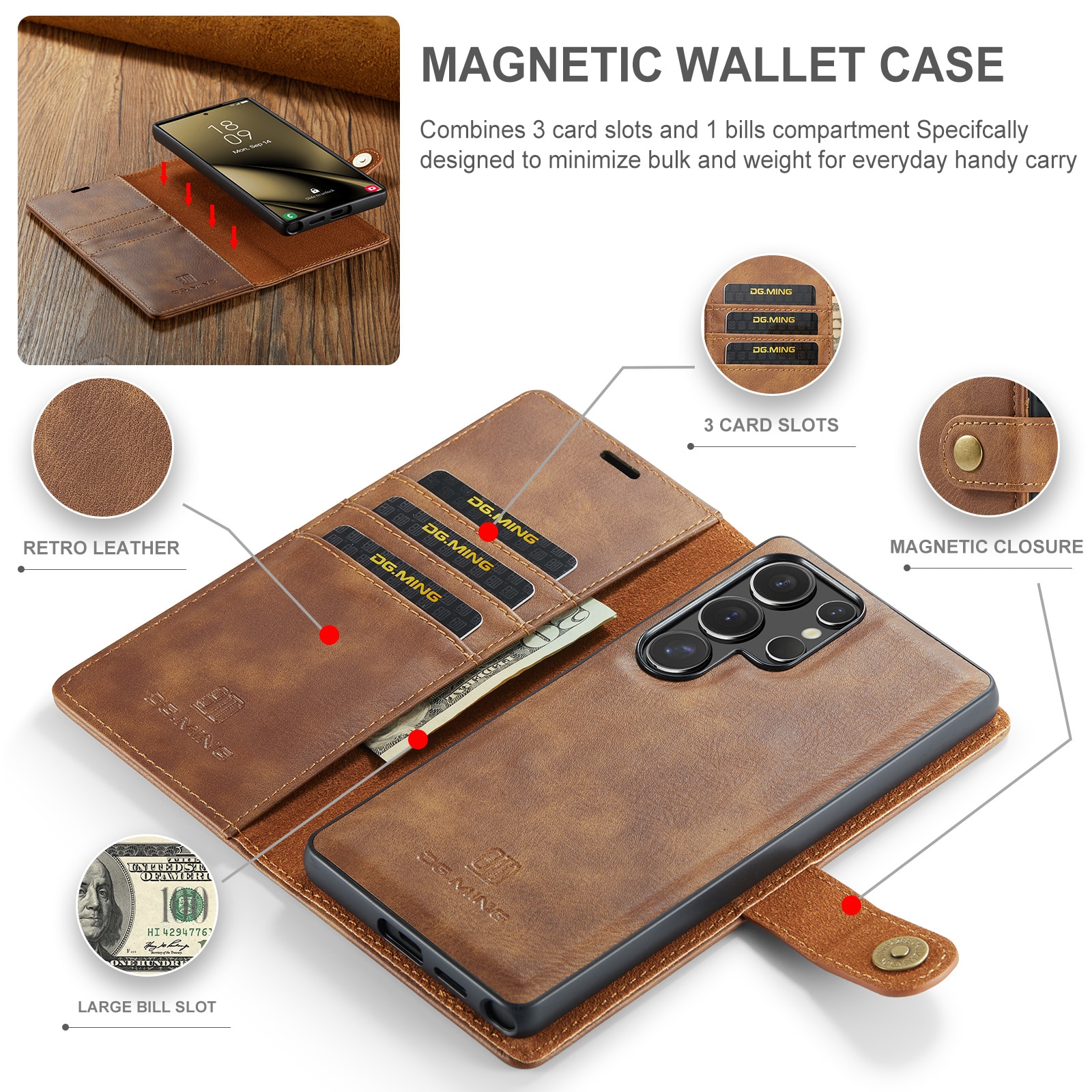 Magnet Wallet Samsung Galaxy S25 Ultra Cognac