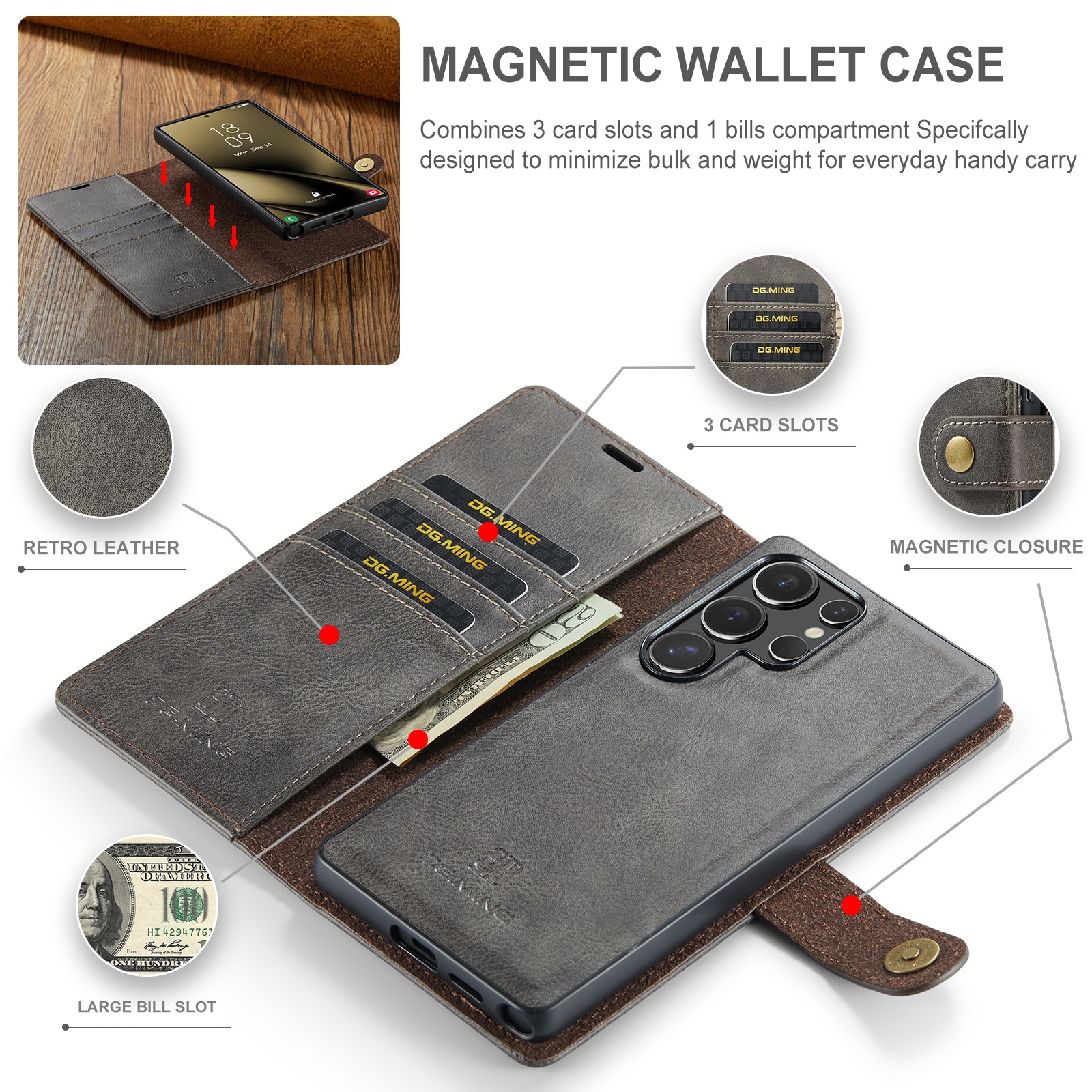 Magnet Wallet Samsung Galaxy S25 Ultra Brown