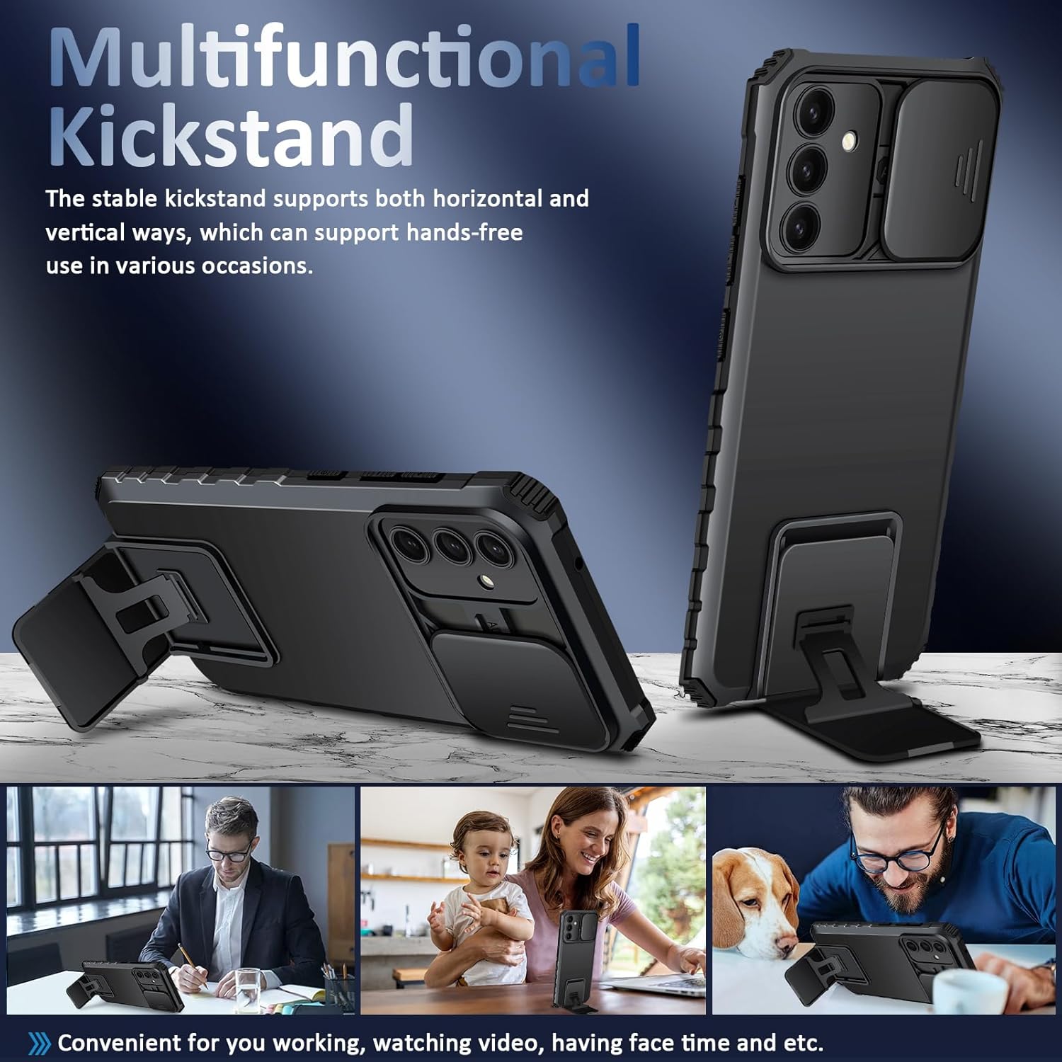 Samsung Galaxy S25 Kickstand Skal Kameraskydd Svart