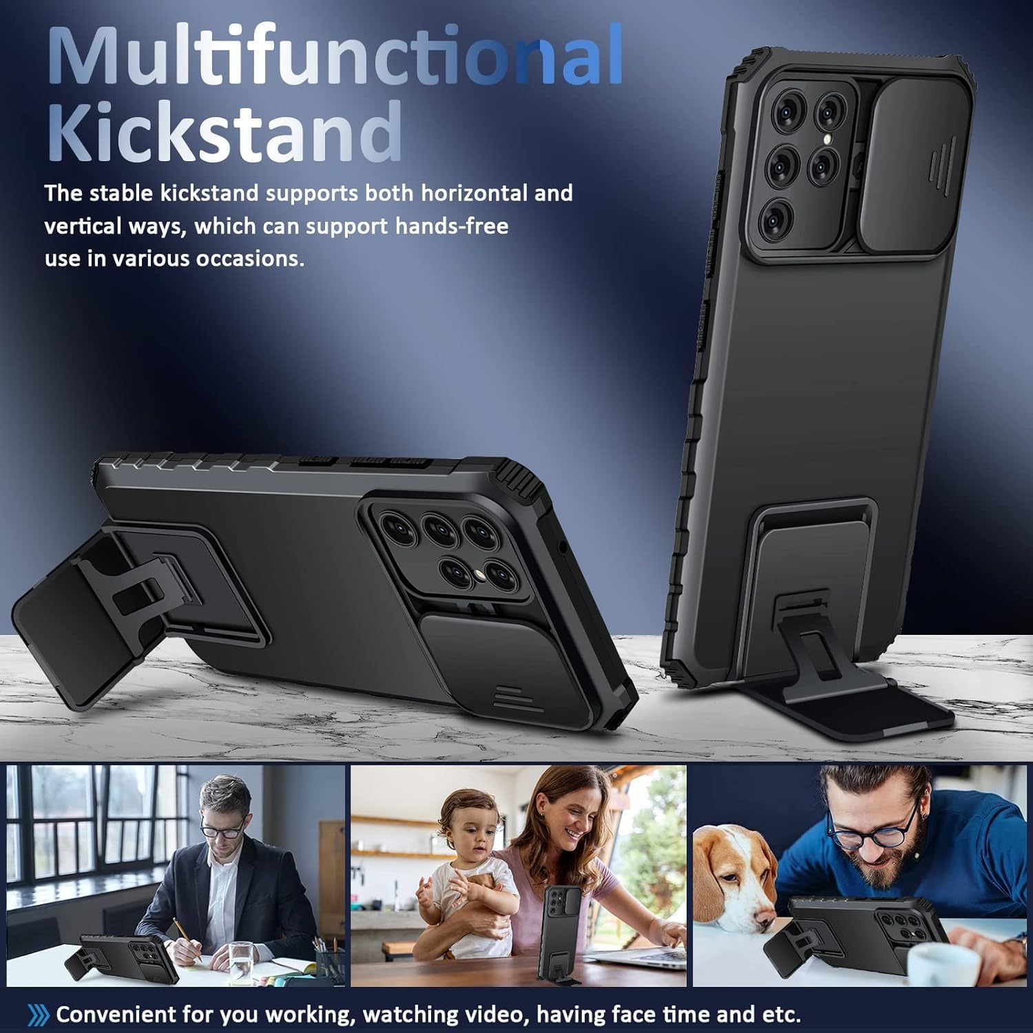 Samsung Galaxy S25 Ultra Kickstand Skal Kameraskydd Svart