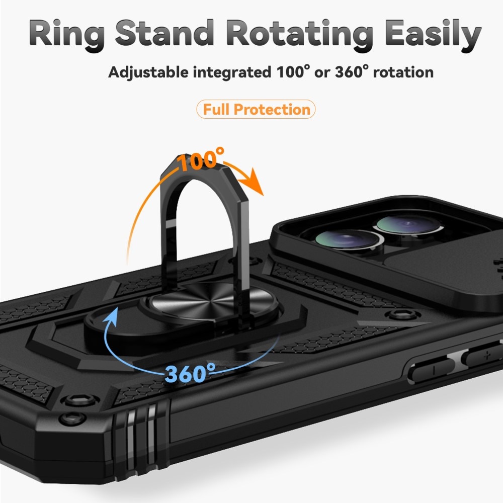 Hybridskal Ring + Kameraskydd iPhone 16 Plus Svart