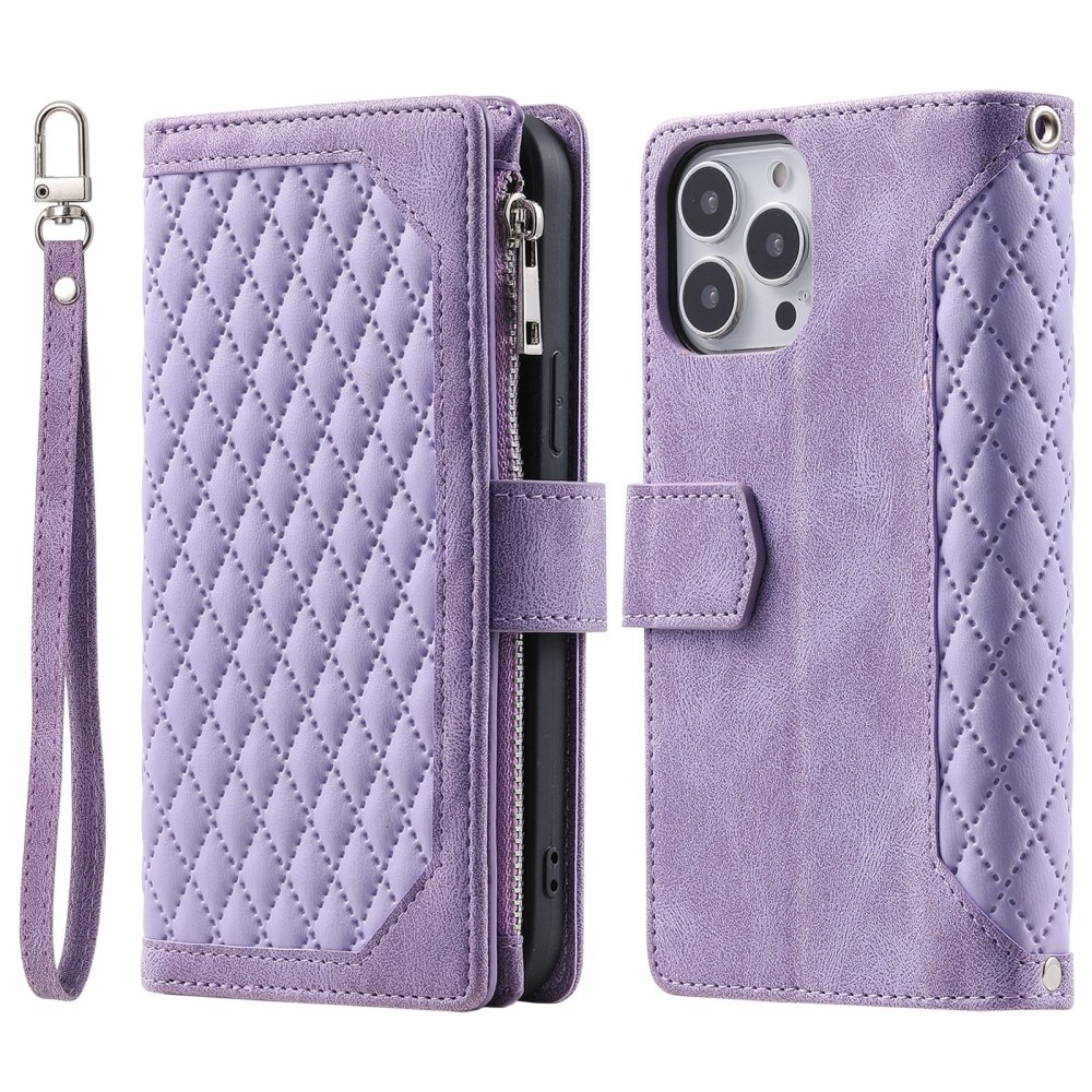 Plånboksväska iPhone 16 Pro Quilted Lila