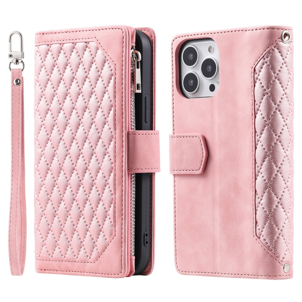 Plånboksväska iPhone 16 Pro Quilted Rosa