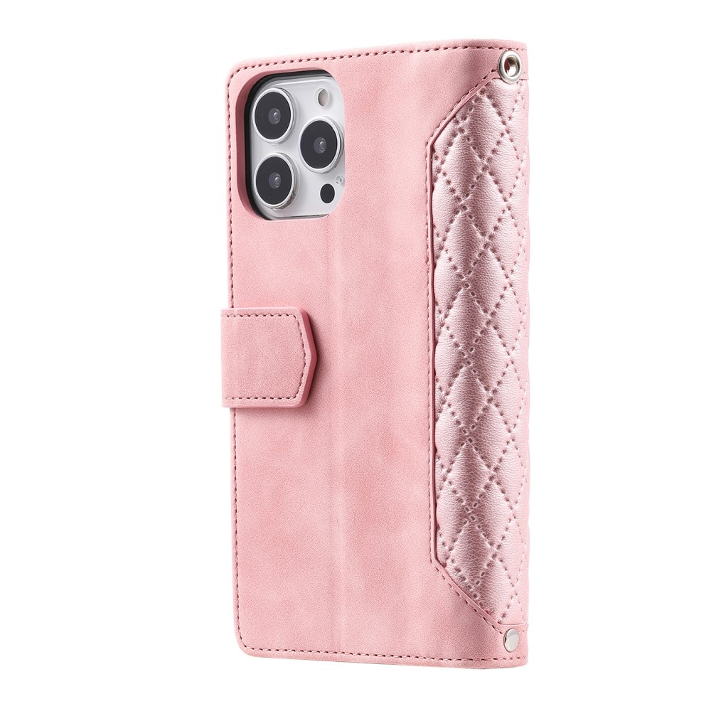 Plånboksväska iPhone 16 Pro Quilted Rosa