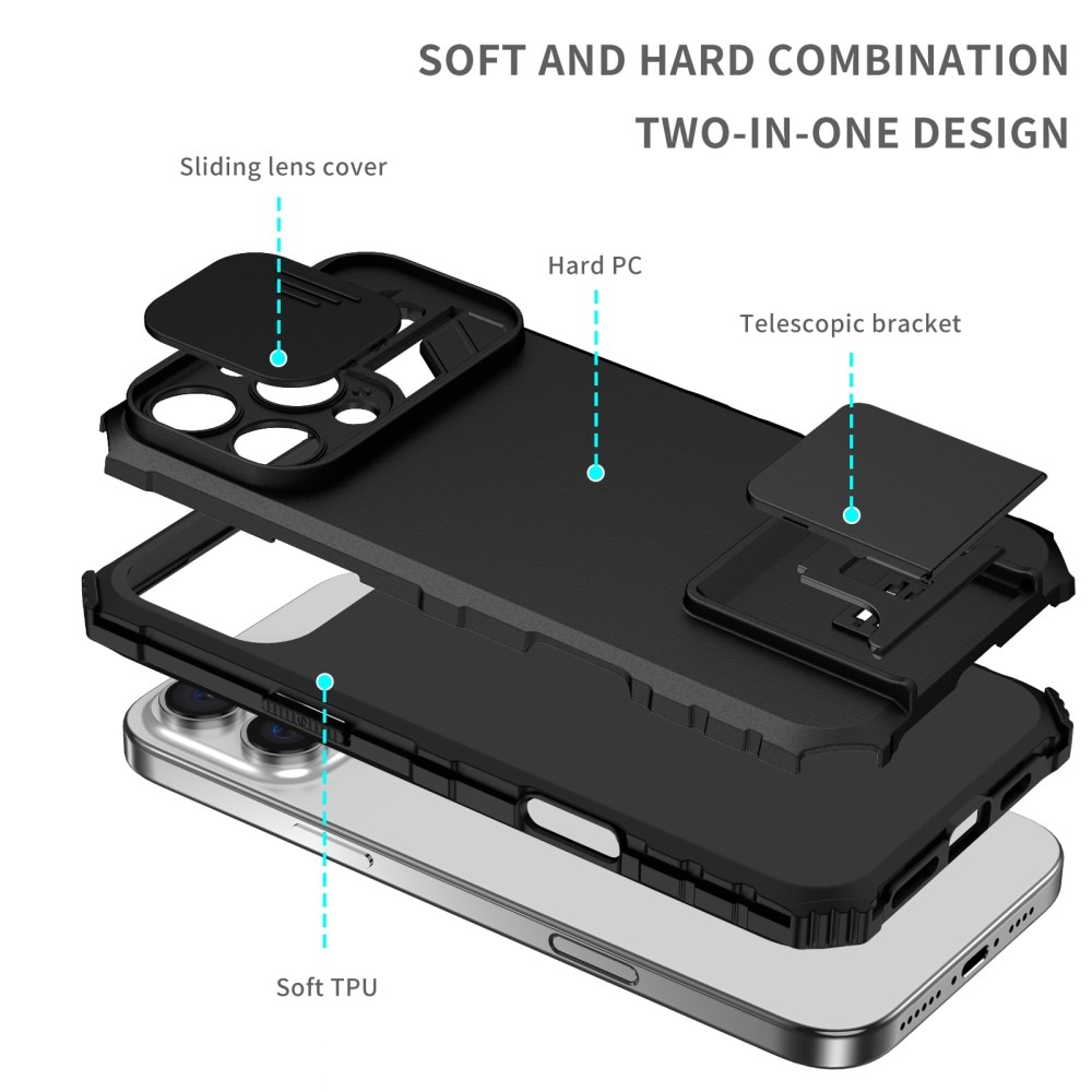 iPhone 16 Pro Max Kickstand Skal Kameraskydd Svart