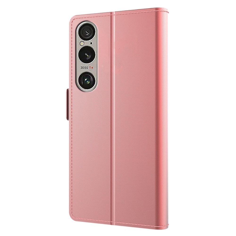 Plånboksfodral Spegel Sony Xperia 1 VI rosa guld