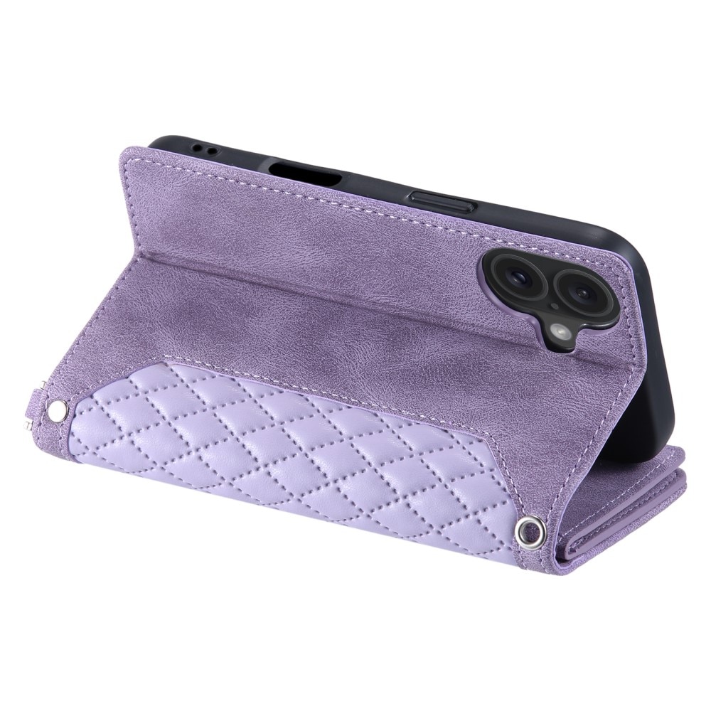 Plånboksväska iPhone 16 Quilted Lila