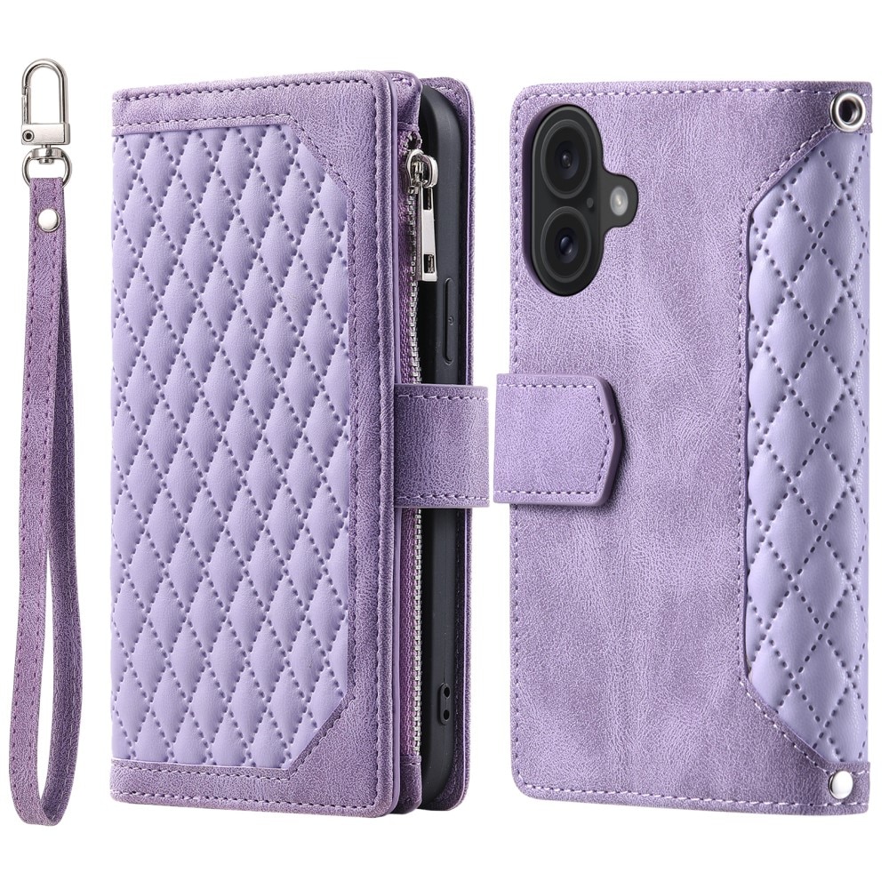 Plånboksväska iPhone 16 Quilted Lila