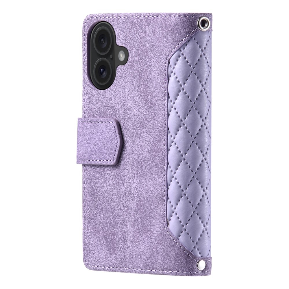 Plånboksväska iPhone 16 Quilted Lila