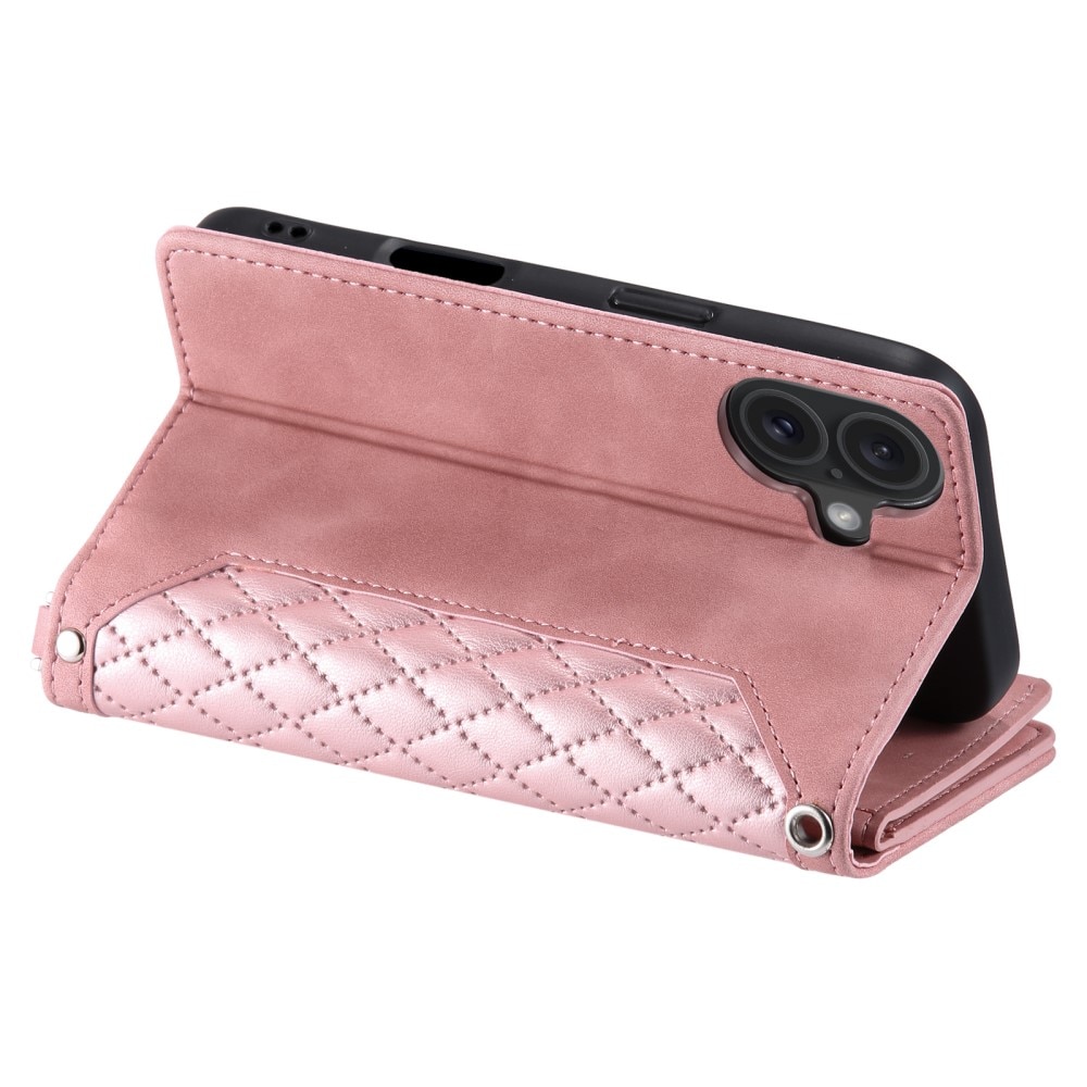 Plånboksväska iPhone 16 Quilted Rosa