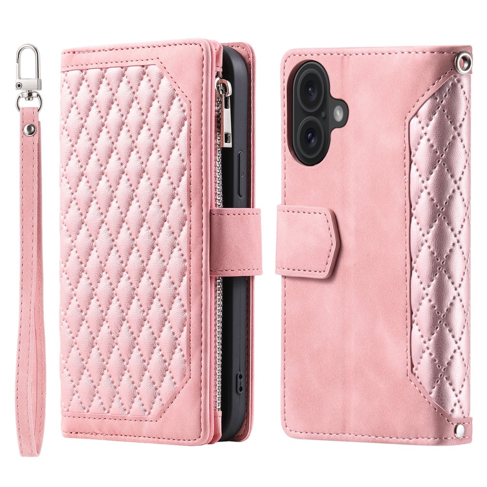 Plånboksväska iPhone 16 Quilted Rosa