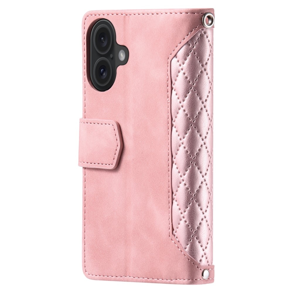 Plånboksväska iPhone 16 Quilted Rosa