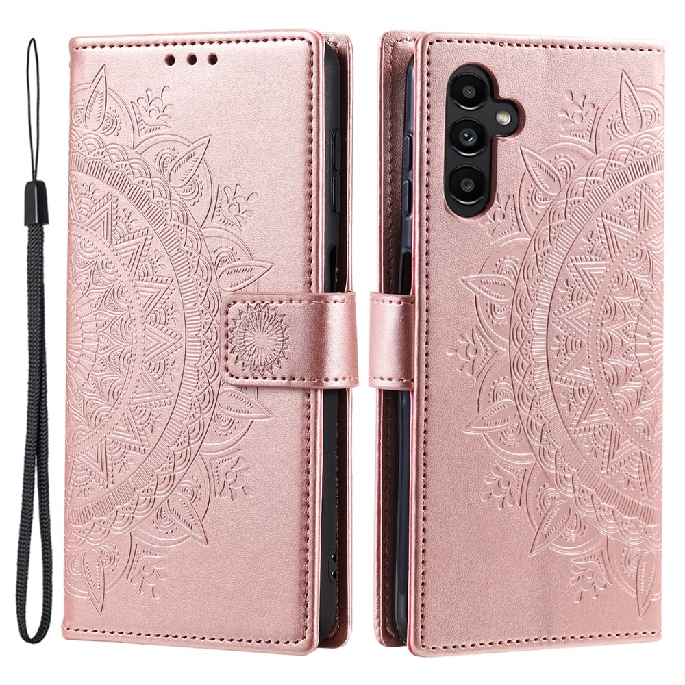 Läderfodral Mandala Samsung Galaxy A16 roséguld