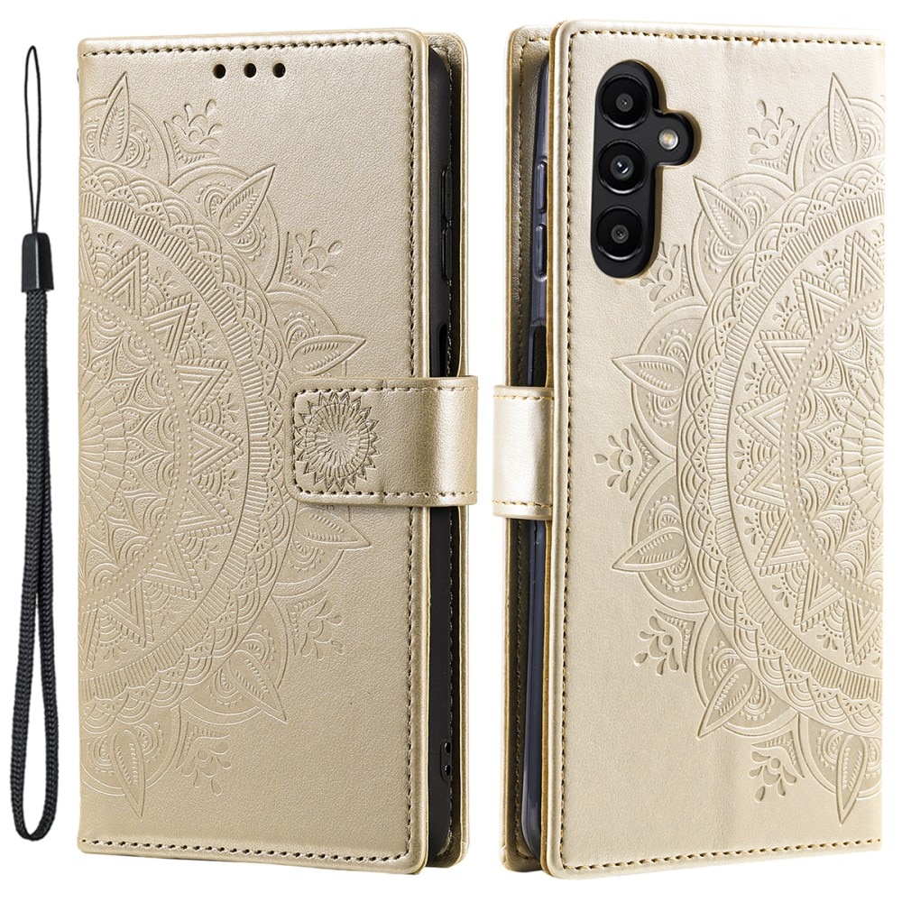 Läderfodral Mandala Samsung Galaxy A16 guld